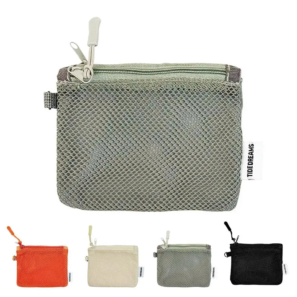 Dual-Layer Mesh Storage Bags Portable Travel Makeup Bag with Zipper Mini Toiletries Cosmetics Organizer Simple Stationery Bag