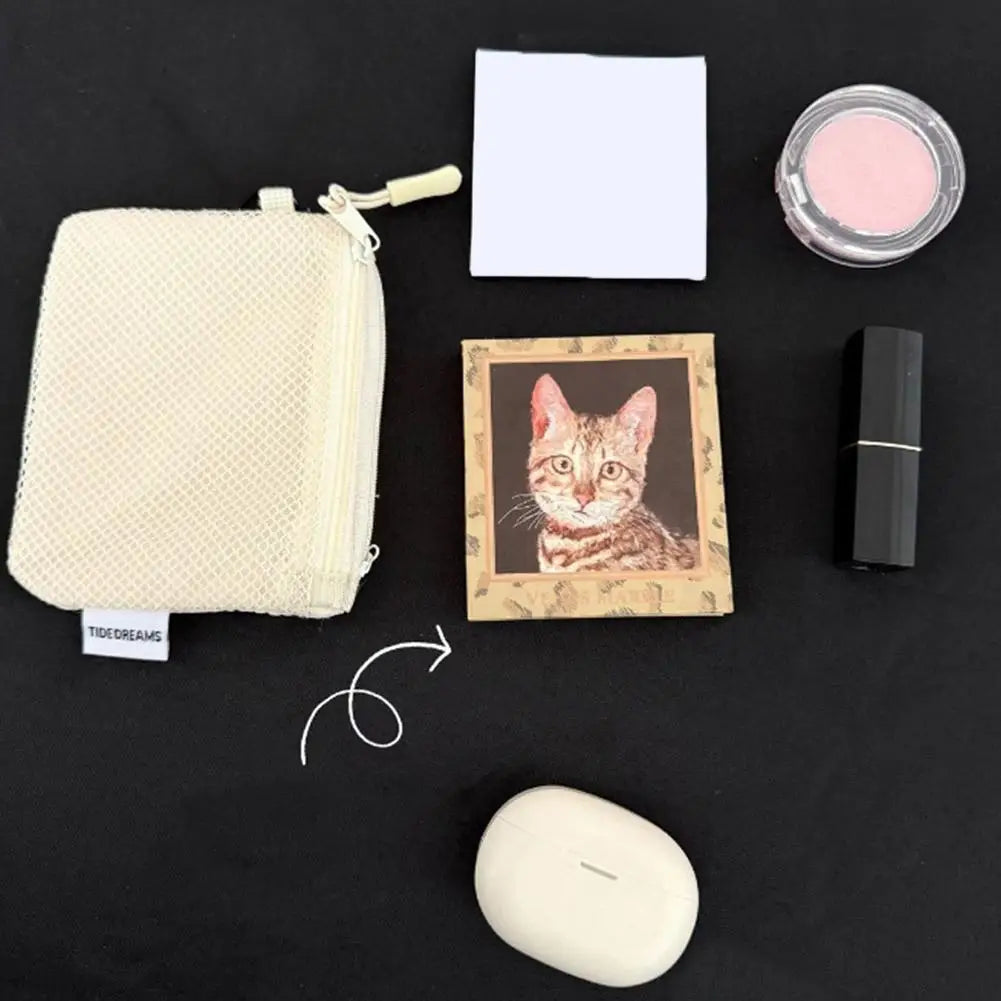 Dual-Layer Mesh Storage Bags Portable Travel Makeup Bag with Zipper Mini Toiletries Cosmetics Organizer Simple Stationery Bag