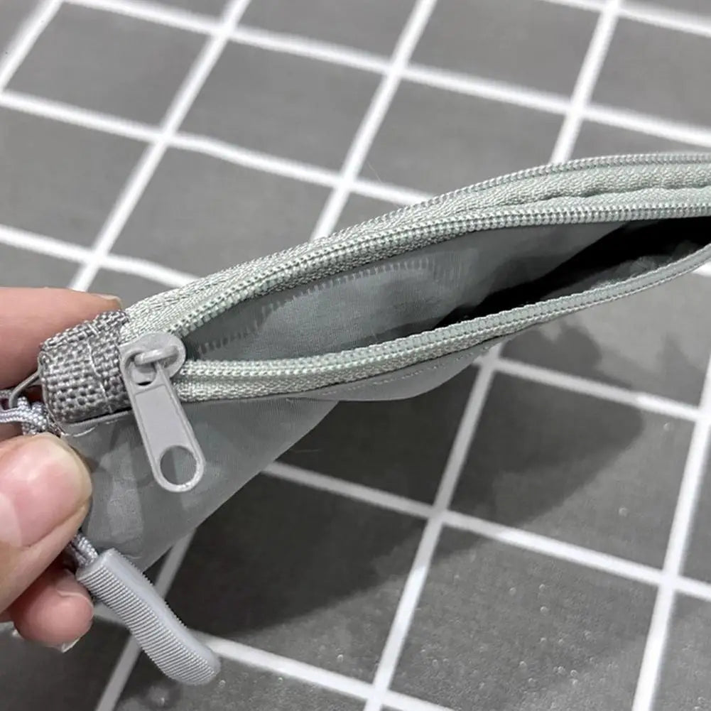 Dual-Layer Mesh Storage Bags Portable Travel Makeup Bag with Zipper Mini Toiletries Cosmetics Organizer Simple Stationery Bag