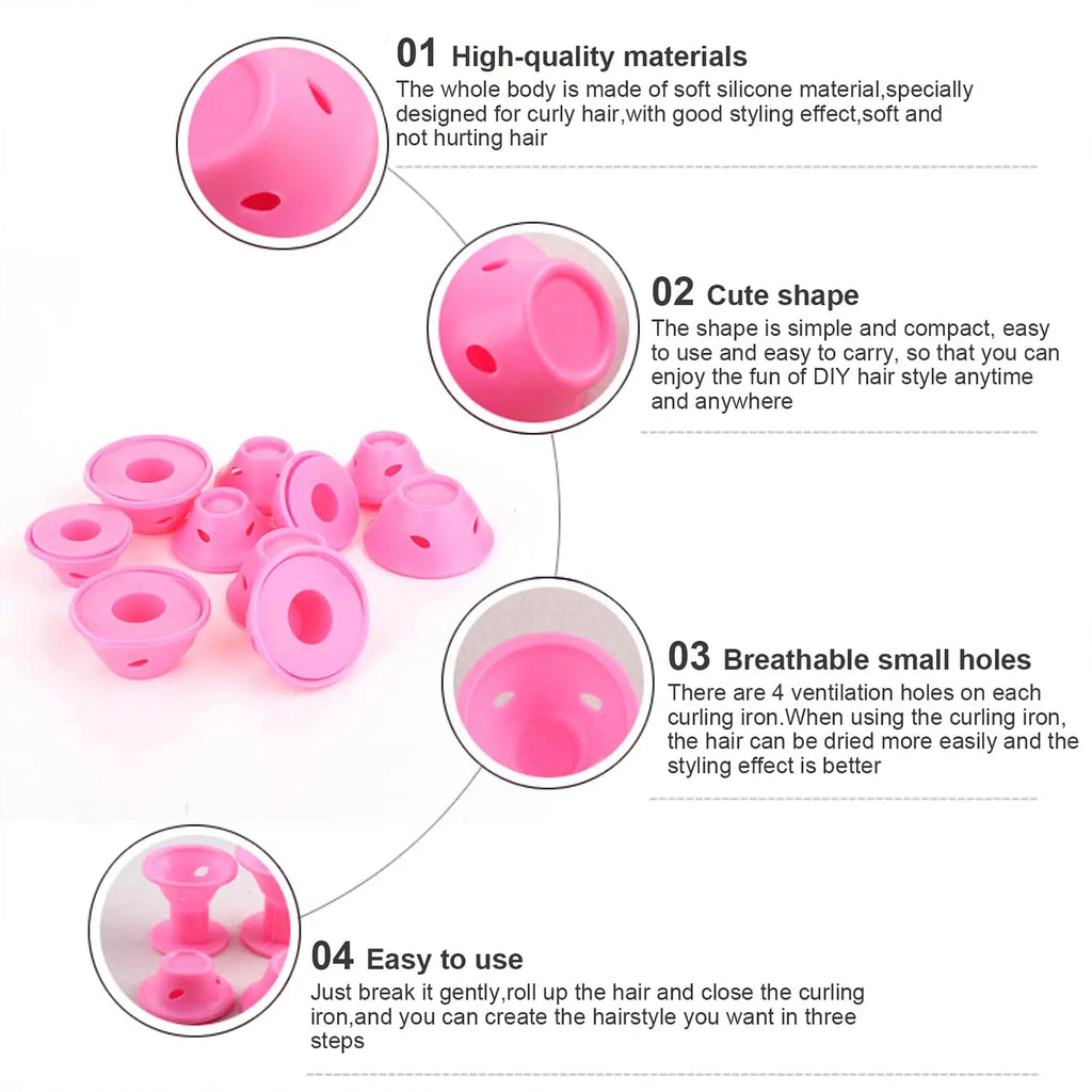 Heatless Hair Curlers Set: 10 Pieces Including Large and Small Soft Overnight Rollers for Women Lazy Curling Rods