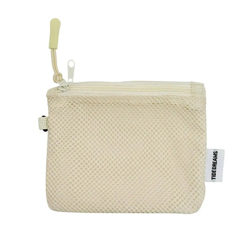 Dual-Layer Mesh Storage Bags Portable Travel Makeup Bag with Zipper Mini Toiletries Cosmetics Organizer Simple Stationery Bag